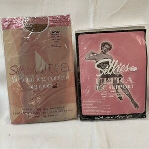 Vintage Silkies Ultra TLC Support Sheer‎ Mocha/ Honey Nylon Bundle sz Queen XL